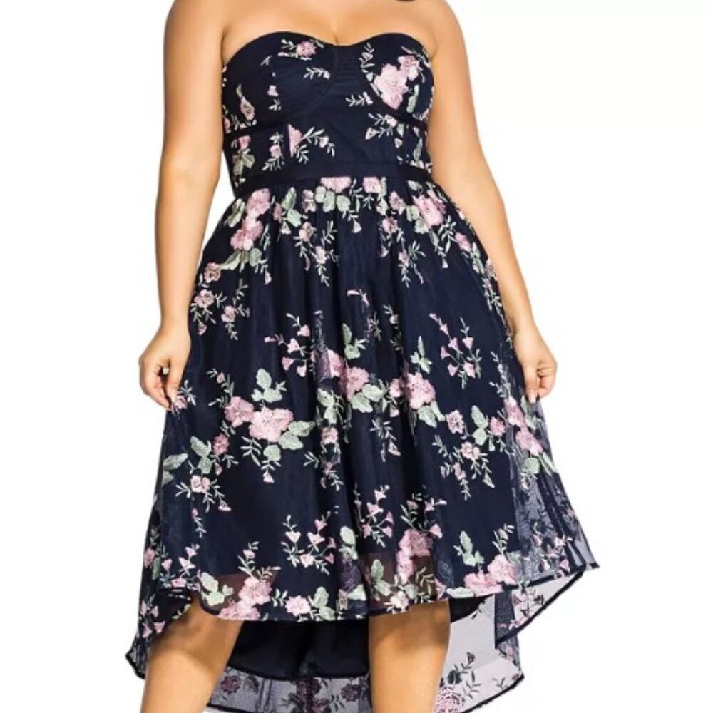 City Chic strapless floral dress, "Aphrodite" XS (14)